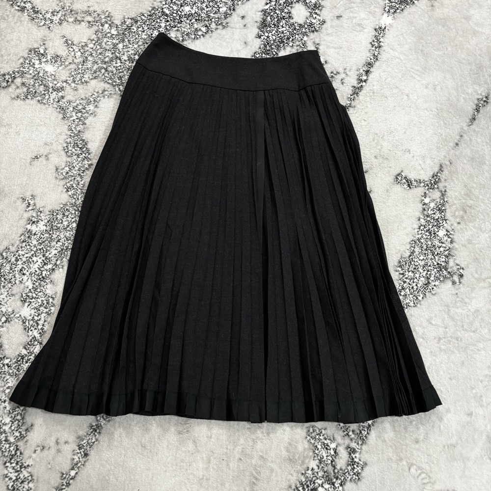 Carlisle Grey 100% Wool Pleated A-Line Midi Skirt Size 12 Lined Career Timeless